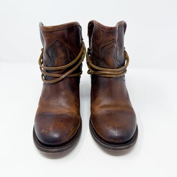 Freebird Brown Leather & Suede Casey Ankle Booties Sz 7 Made in Mexico Ankle Tie - Picture 2 of 10